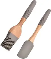 1 Set Detachable Silicone Baking Tools with Handle Oil Brush Scraper for Baking Cooking Barbecue Grilling Durable Heat Resistant Easy to Clean for Kitchen Use