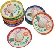 Mini Mexican Sombrero, Pack of 12 Viva Fiesta - 2.25 Inches Wide Mini Hats for C