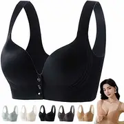 [HUIQINGLI] Pubyfun Front Button Lift Bra, Snap Hook Bras Closure Bras, Women Comfort Wireless No Underwire Full Coverage