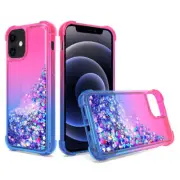 Reiko Shiny Flowing Glitter Liquid Bumper Case for Apple iPhone 12 Mini in Pink