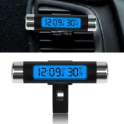 Car Digital LCD Time Clock Temperature Display Electronic Thermometer Blue Light (for: Audi)