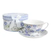 2pc LVD Hydrangea Ceramic Tea Cup & Saucer Teatime Home/Kitchen Drinkware Set