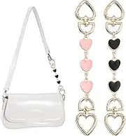 uxcell Bag Extender Chain, 2 Pcs Purse Strap Extenders Heart Shape Chain Purse Making Supplies for Replacement Handbag Shoulder Bag Wallet Decoration, Black/Pink