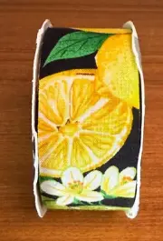 New! Offray Ribbon Citrus On Black Bg Arts-Crafts/Gifts-Floral Ribbon 1-3/8"x12'
