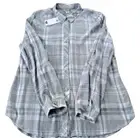 Como Vintage Wms Shirt LG Grey Plaid W/Silver Metalic Thread & Rhinestones NWT