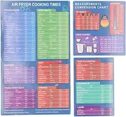 3Pcs Fryer Magnetic Cheat Sheet Set with Cook Times, Essential Air Fryer Accessories for Quick Reference Guide in Cooking and Frying