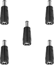 tunghey 5Pack DC Power Adapter 5.5x2.1mm Female Jack to 5.5x2.5mm Male Plug Electrical Socket Adapter Plug Converter (5.5x2.5MM Male)