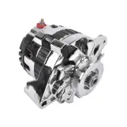 Chrome Alternator 1 Wire CS130 Style w/ V-Belt Pulley for Chevy Big Block GM V6