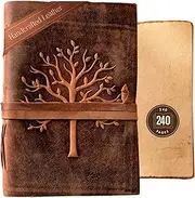 Vintage Leather Journal Tree of Life-Leather Bound Journal-Antique Paper-Beautiful Embossed Tree Leather Sketchbook - for Drawing Sketching and Writing-240 Pages