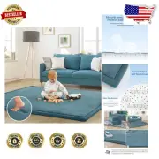 Eco-Friendly Baby Play Mat 6'7''x4'11'' - Soft Velvet Memory Foam Comfort