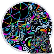 Retro Colors Abstract Shapes Beach Towel