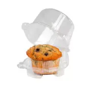 Hinged Lid Single Serve Cupcake/Muffin Container Clear PET 2" Bottom L 300/Case