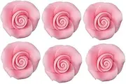 Small Light Pink Ready to Use Hand-Crafted Premium Royal Icing Contoured Cupcake Topper Cake Decoration Roses