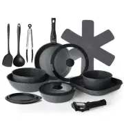 20 Pcs Pots and Pans Set Non Stick, Stackable Cookware Sets with Detachable H...