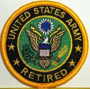 United States Army Retired Patch With Hook & Loop Patriotic Shoulder Emblem