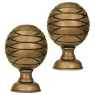Harome Varnava Collection Pair of 2" Amistad Gold Finials Antique Bronze New