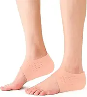 [Huakaile] Invisible Height Increase Gel Sleeves - Rubber Soft Insoles, Unisex Inner Heightening Insole, Heel Protectors for Women Men Size 33-46 (5cm, Complexion)
