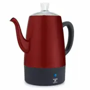 Moss & Stone Electric Coffee Percolator Red with Stainless Steel Lid Cute Pot