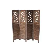 Mesh and block design wooden folding partition screen set of 4 panel,