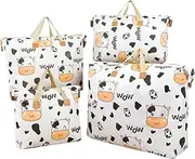 FOMIYES 4pcs Quilt Storage Bag Large Capacity Cow Pattern Bedding Organizer for Moving Travel Home Storage for Comforters Blankets Clothes