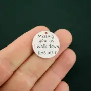 BULK 25 Memorial Wedding Charms Antique Silver Tone Missing you - SC7081