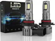 OKQ 2025 Upgrade 9005 LED Headlight Bulbs 60000LM, 600% Brighter 6500K Cool White,1:1 Mini Size with Dual Cooling Fans, IP67 Waterproof Fog Lights Plug & Play for Cars Trucks SUVs (Pack of 2)