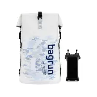 在飛比找momo購物網優惠-【Bagrun】潮流迷彩防水後背包 + 防水手機袋(機車騎士