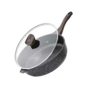 Nonstick Deep Frying Pan with Lid 12 Inch Large Skillet Granite Stone Saute