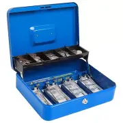 Cash Box with Key Lock，Durable Metal Cash Box with Money Tray，Lock Box Safe S...