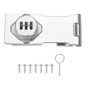 Password Rotary Hasp Locks Mechanical Cabinet Combination Latch Lock 4.5" Silver