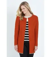 NONI B LONG SLEEVE LONGLINE CARDIGAN -GOLD BORDER. NWT WOOL BLEND (S/10)