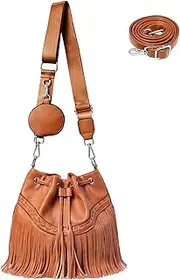 [Sunwel Fashion] Women Fringe Hobo Bag Western Hippie Tassel Purse Crossbody Bag with 3 in 1 Wide Straps