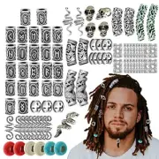 85 piezas de cuentas de runas vikingas nórdicas trenzado de barba