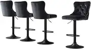 [Artiss] 4X Velvet Bar Stool Adjustable Height Nailhead Trim Kitchen Counter Stool