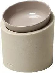 Ideaco Pet Feeder High Stone Sand White Pet Bowl Food/Water Dispenser