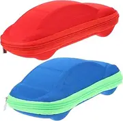[Healeved] 2pcs Boys and Girls' Glasses Case Zipper Adorable Car Design Eva Material Random Color