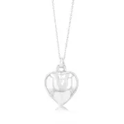 Sterling Silver Heart Pendant On 42+3cm Chain