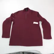 Vintage Puritan Henley Sweater Mens Medium Red Thick Knit Grandpa Pullover Top