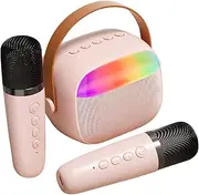HYTROVE 2 Wireless Microphones Led Karaoke Speaker Portable Mini Karaoke Set for Boys and Girls Adults Singing Microphone Speaker Home Party Entertainment