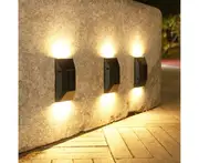 illuminex 8PCE Outdoor Solar Wall Lights Warm White Weatherprooof 12 x 6.2cm