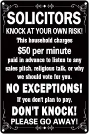 WaaHome Solicitors Knock At Your Own Risk Signs 7.8"x11.8", Soliciting $50