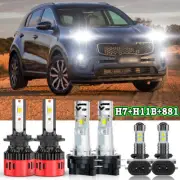 6pcs LED Faro Hi/Lo Beam + Bombillas antiniebla For KIA Soportage 2011-2016 (for: Kia)