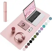 Non-Slip Desk Pad,Mouse Pad,Waterproof PVC Leather Desk Table Protector,Ultra Thin Large Desk Blotter, Easy Clean Laptop Desk Writing Mat for Office Work/Home/Decor(Pink, 31.5" x 15.7")