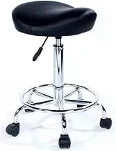 Swivel Chair Saddle Stool,Lab Chair with Foot Ring,Adjustable Saddle Stool Chairs,for Esthetician Therapist Bar Tattoo Seat(B)