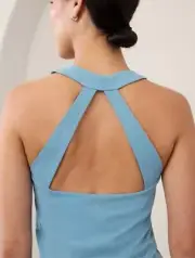 NWT Athleta Transcend Built In Bra Tank L Large Coastal Blue Yoga Gym Top