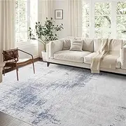 Leesentec Area Rugs for Living Room Non-Slip Machine Washable Rugs for Bedroom Low Pile Blue Rug Distressed Carpet for Kitchen Dining Room Home Office Indoor Floor Mat (Blue/Beige/Grey, 250 * 300 cm)