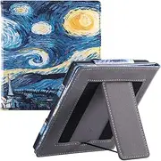 [BOZHUORUI] Stand Case for 7" Onyx Boox Go 7 Series (2024/2025 Released) & Boox Page e-Reader - Premium PU Leather Sleeve Cover with Two Hand Straps/Auto Sleep/Wake (Starry Sky)