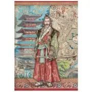 Stamperia A4 RICE PAPER - SIR VAGABOND IN JAPAN - SAMURAI, Decoupage