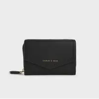 在飛比找蝦皮購物優惠-正品 Charles&Keith 小ck 信封短夾 皮夾 黑