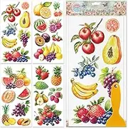GLOBLELAND 4 Sheets Various Fruits Rub on Transfers for Furniture Decor 11.8x5.9 inches Colorful Fruits Waterproof UV DTF Decals Summer Foods Transfer Stickers for Desk Bedroom Living Room